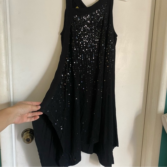 Yes World Boutique Black Sequin Asymmetrical Tunic Dress S - Picture 6 of 8